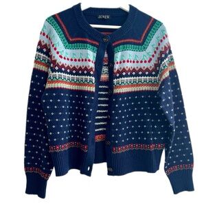J. Crew Fair Isle Cherry Cardigan NWOT Sweater size M